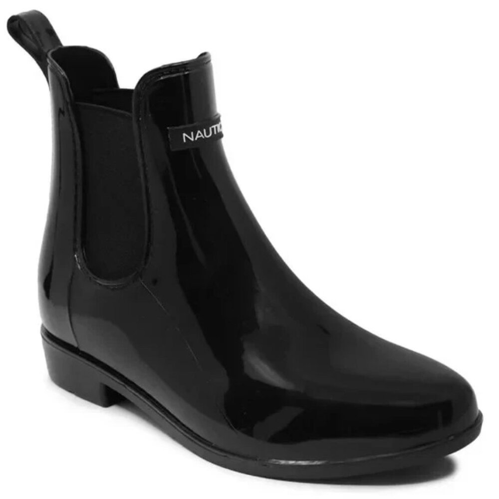 NAUTICA CLIFF PORT ANKLE RAIN BOOTS Size 8 Women's Classic Black